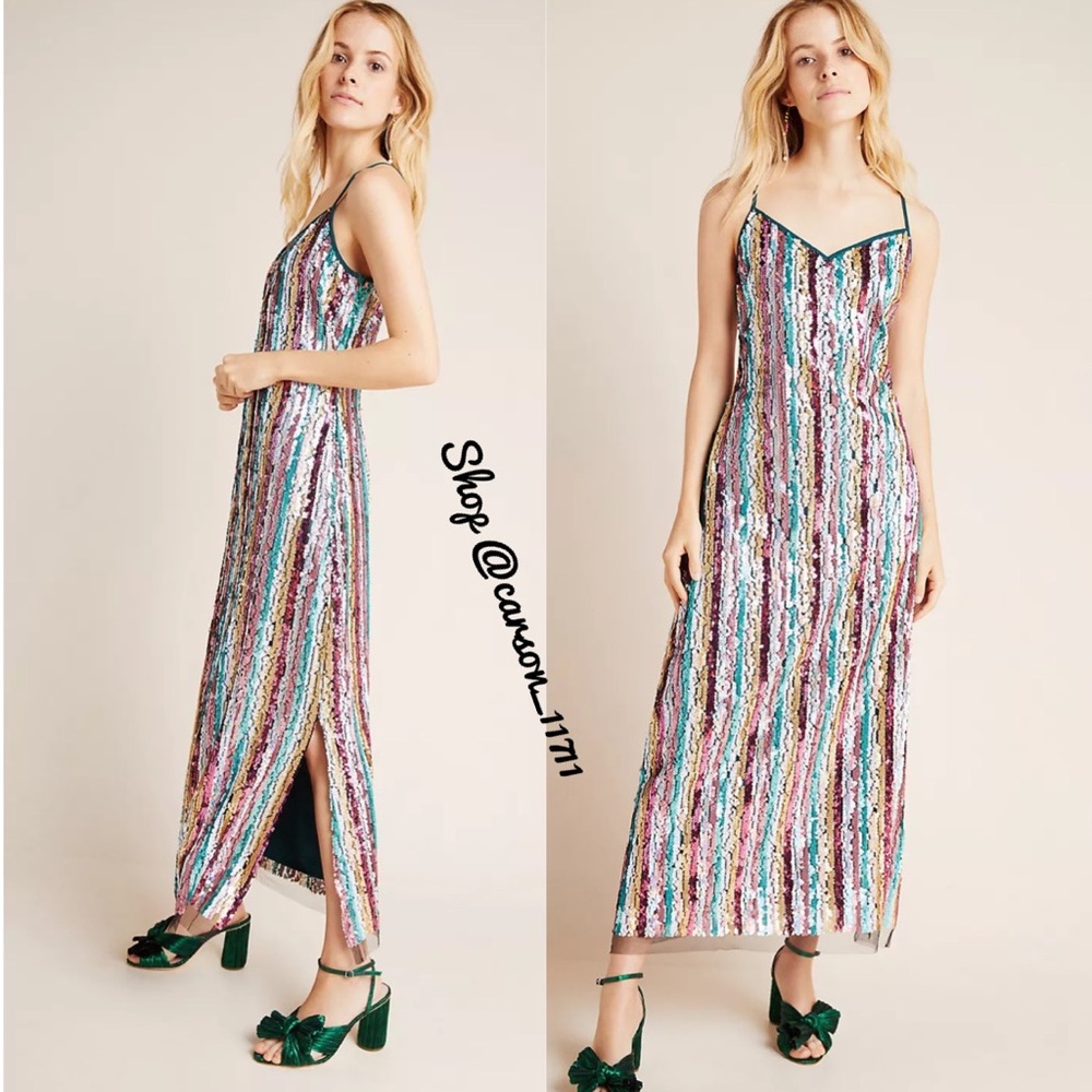 NWT Anthropologie Marguerite Sequined Slip Dress 8, 10